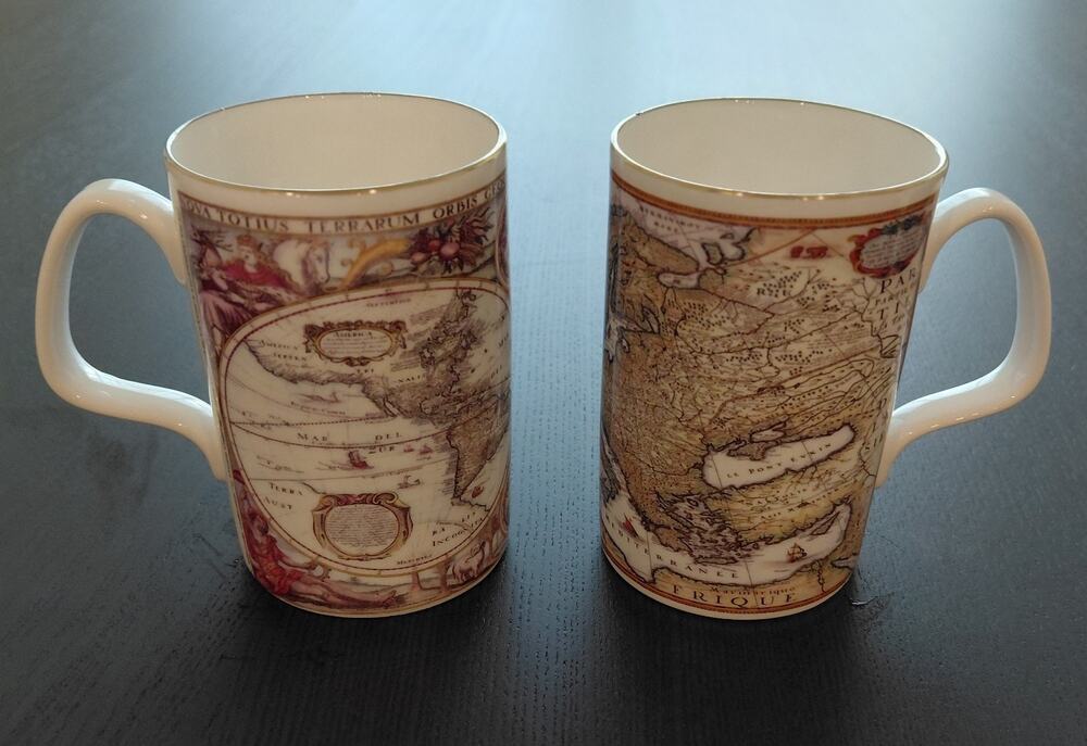 2 Staffordshire Coffee Cup Mug 1995/2000 The Admiralty Collection World Map